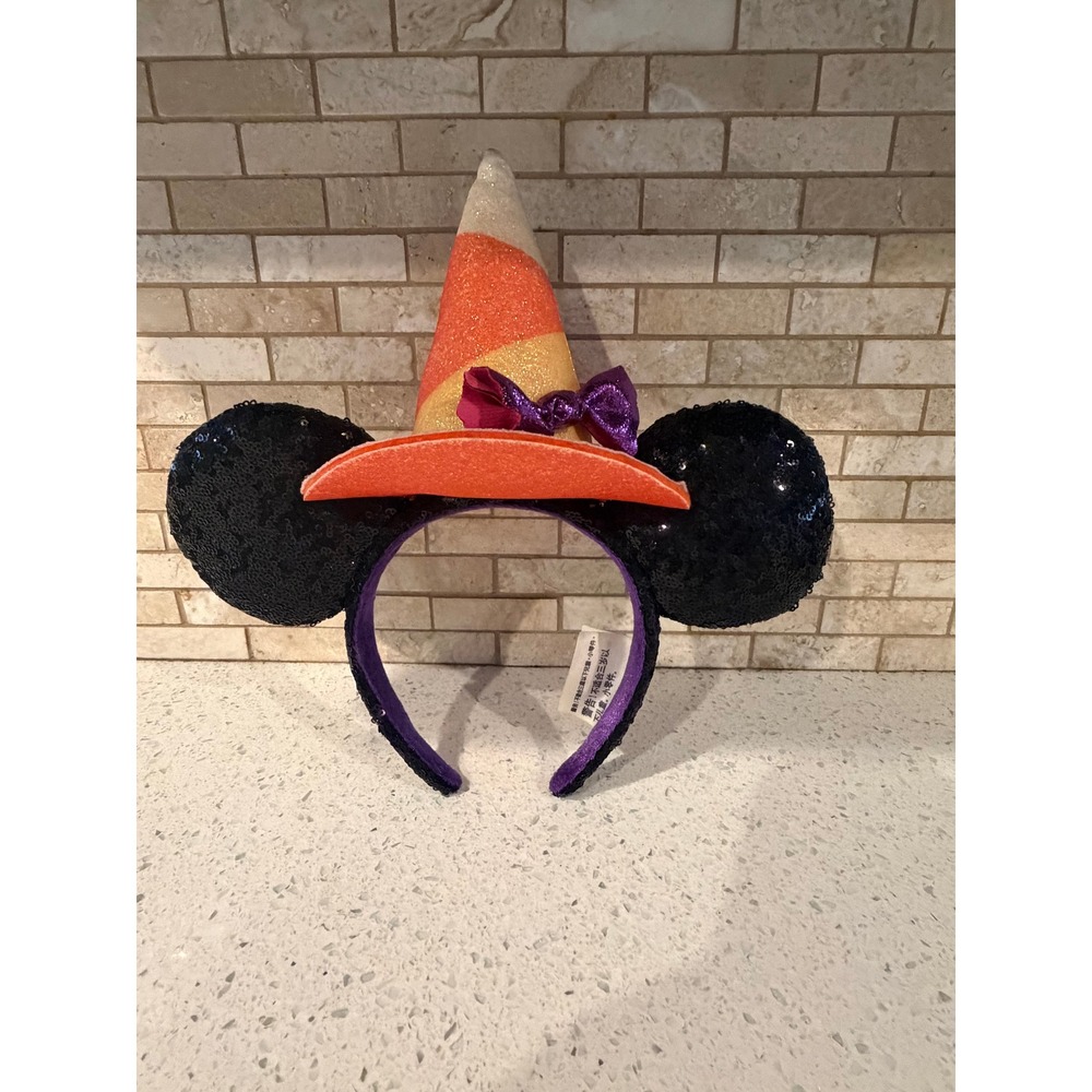 Disney Parks Minnie Mouse Halloween Candy Corn Sequined Witch Ears Headband